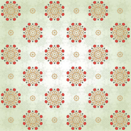 Vector seamless background with floral pattern. Simple delicate ornament with round elements.のイラスト素材