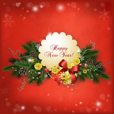 Colorful multilayer card for the winter holidays in scrapbooking style with space for text. New Year or Christmas templateのイラスト素材