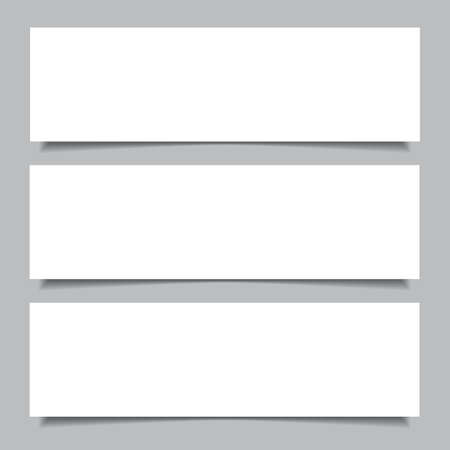 Set of  white horizontal paper banners with shadows, isolated on gray background. Vector illustration for your design.のイラスト素材