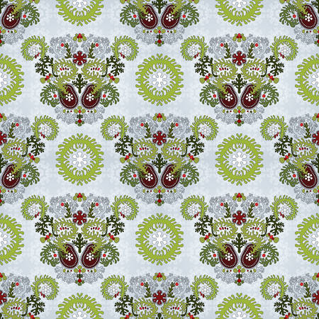 Seamless background with floral symmetrical elements. Delicate pattern. Lacy leaves.のイラスト素材