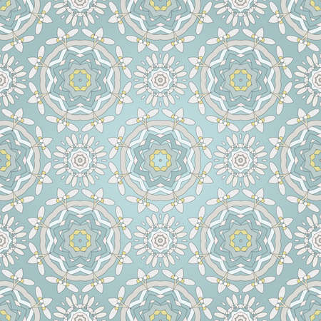 Seamless background with round elements. Delicate pattern with branches and mistletoe.のイラスト素材