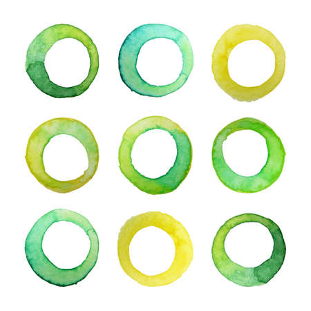 Set of vector watercolor rings for your design. Watercolor design elements isolated on white background.のイラスト素材