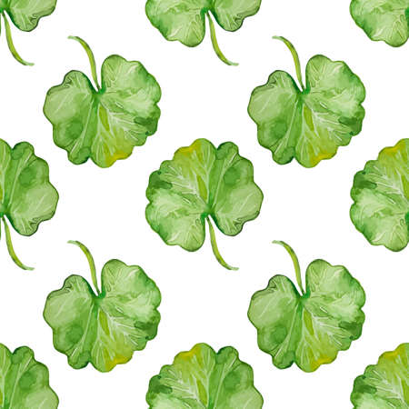 Seamless vector pattern with watercolor leaves. Hand drawn ornament with Geranium leaves. Perfect for greetings, invitations, manufacture wrapping paper, web design.のイラスト素材