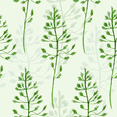 Seamless vector pattern with watercolor floral elements. Hand drawn ornament with herbs.  Perfect for greetings, invitations, manufacture wrapping paper, textile, web design.のイラスト素材