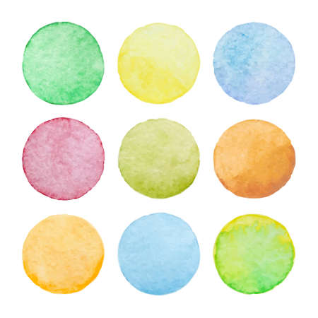 Set of pastel watercolor vector circles. Watercolor design elements isolated on white background.のイラスト素材