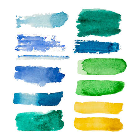 Set of watercolor vector rectangular spots. Watercolor design elements isolated on white background.のイラスト素材