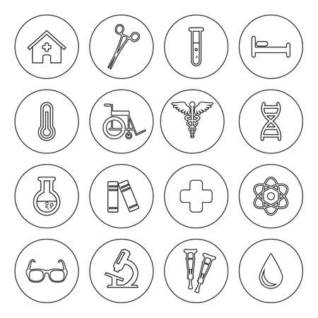 Set of vector Medical Line Icons. Vector clip art illustrations isolated on whiteのイラスト素材
