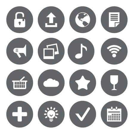Vector design flat icons for web and mobile, white on grey basisのイラスト素材