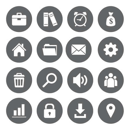 Vector design flat icons for web and mobile, white on grey basis.のイラスト素材