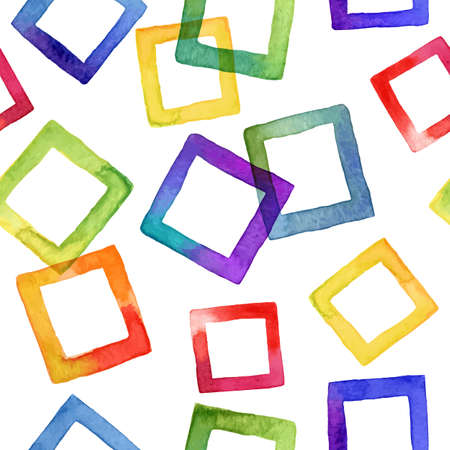 Seamless background with colorful watercolor squares. Vector watercolor elements. Watercolor design.のイラスト素材