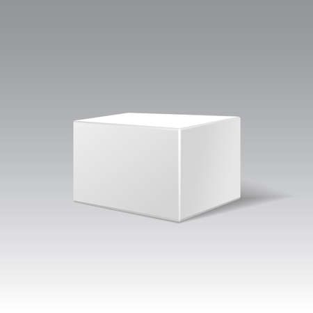 White cardboard gift rectangular box. Vector packaging template.のイラスト素材
