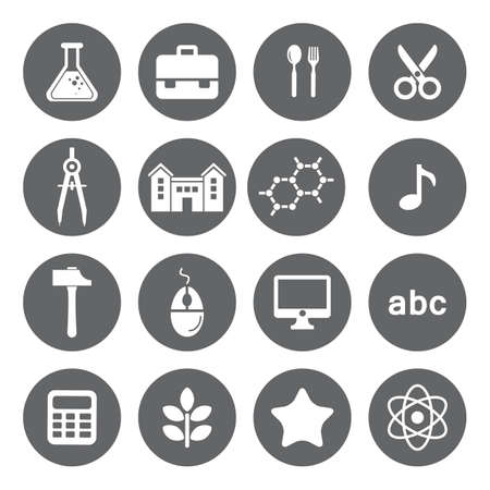 Vector School and Education flat icons, white on grey basis.のイラスト素材
