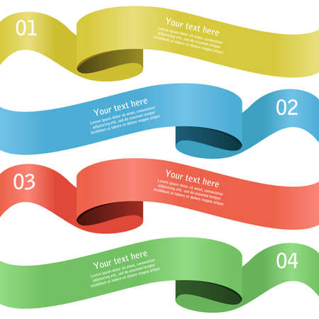 Set of colorful ribbons with numbers on a white background. Banners for web, templates for infographics. ?olorful ribbons with place for your text.のイラスト素材