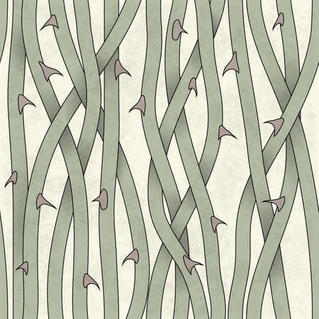 Seamless vector background with branches and thorns. Tangled wild rose stems. Vintage Illustration for your design. Perfect for manufacture wrapping paper, textile, web design.のイラスト素材