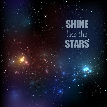 Background with starry sky. Milky Way. Bright colorful shining cosmic illustration. Dark nights sky and twinkle stars.のイラスト素材