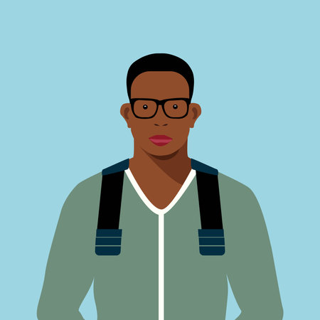 Black Flour with Backpack Beautiful Smart Human personのイラスト素材