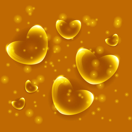 hearts with glitter transparent glass vector love glow goldenのイラスト素材