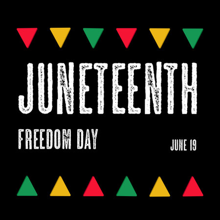 juneteenth holiday silhouette struggle freedom equality vector banner flag green yellow blackのイラスト素材