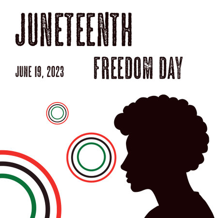 juneteenth holiday silhouette on white background struggle freedom equality vector banner flag green yellow blackのイラスト素材