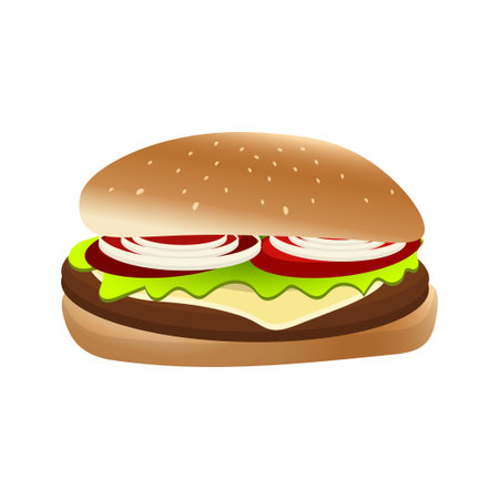 Juicy burger on white isolated backgroundのイラスト素材