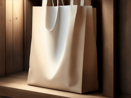 mockup bag shopper realism, generated by artificial intelligence on the background of a treeの素材