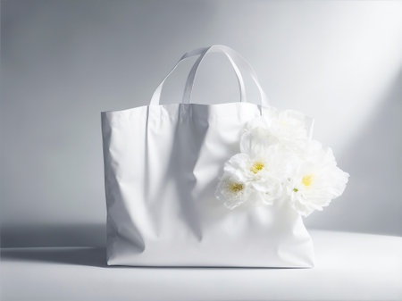 mockup bag shopper realism, generated by AI pink backgroundの素材