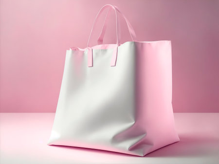 mockup bag shopper realism, generated by AI pink backgroundの素材