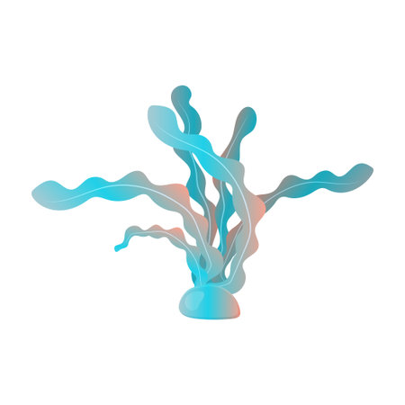 Kawaii seaweed vector illustration. Sea creatures underwater illustrationのイラスト素材