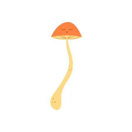 groovy mushroom with eyes. Vector illustration flat on white isolated backgroundのイラスト素材