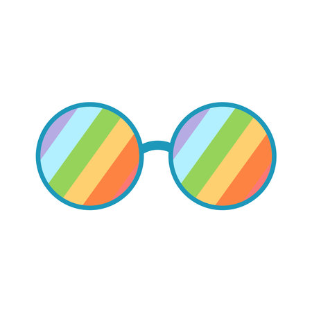 groovy rainbow glasses. Vector illustration flat on white isolated backgroundのイラスト素材