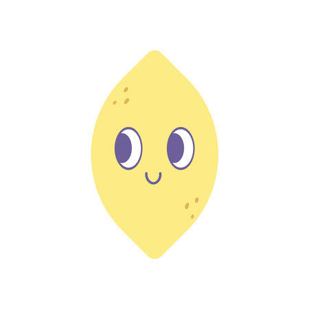 Groovy lemon with eyes. Vector illustration flat on white isolated backgroundのイラスト素材