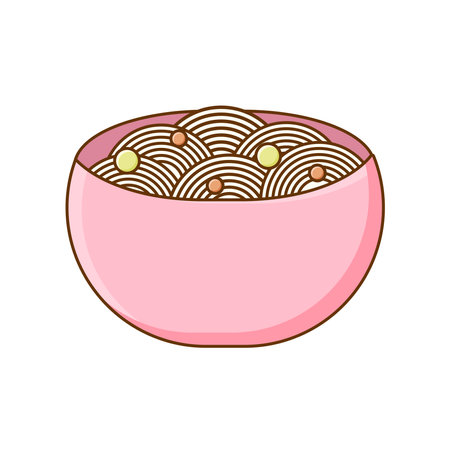 kawaii noodles chinese korean noodles. Vector illustration isolated on white backgroundのイラスト素材