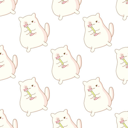 cute cat uses kawaii korean cosmetics seamless pattern rollerball face. vector illustrationのイラスト素材