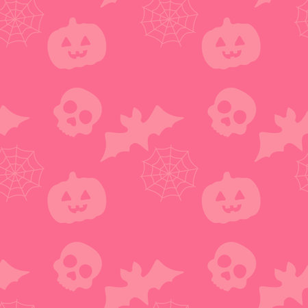Pink Halloween pattern seamless silhouette pumpkin and skull. vector illustrationのイラスト素材
