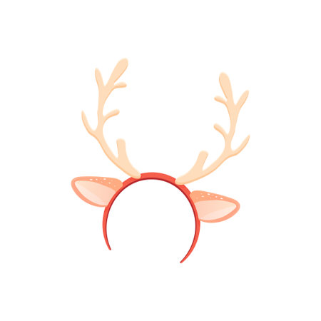 Headband with reindeer antlers and ears, winter accessory. vector illustrationのイラスト素材