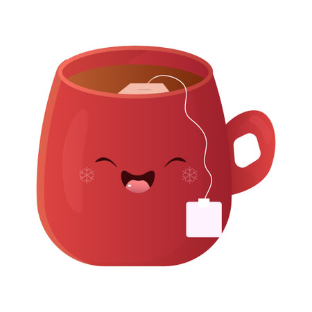 mug with tea. winter warm drink cute mug Vector illustrationのイラスト素材
