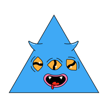 Geometric groovy psychedelic character. triangle. vector illustration. with faceのイラスト素材