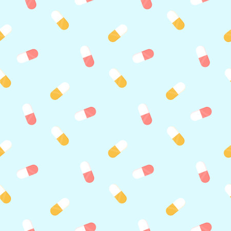 Seamless pattern tablets pills pills, medical drug. Vector illustrationのイラスト素材