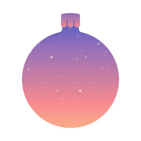 Silhouette glittery Christmas tree toy frame. Gradient blue and pink gradient vector illustrationのイラスト素材