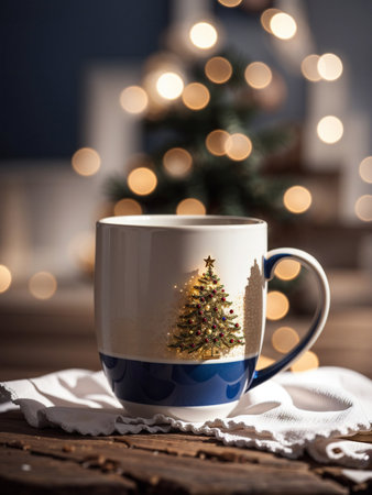 A mug of Christmas hot cocoa, winter and cozy. New Year's Eve. Hot drinkの素材