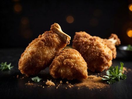 appetizing nuggets, chicken, wings, breaded legs, photo professional food photo shootの素材