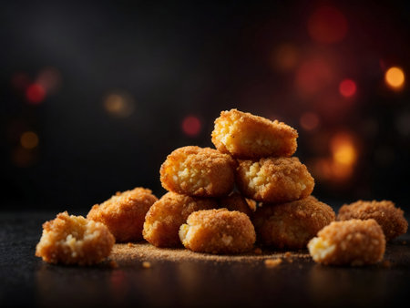 appetizing nuggets, chicken, wings, breaded legs, photo professional food photo shootの素材