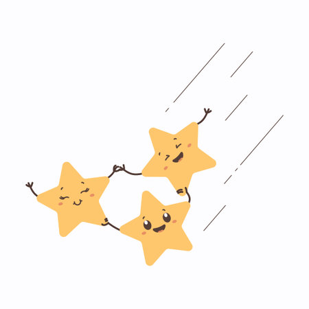 Weather cartoon character stars stargazing, vector illustration on white isolated backgroundのイラスト素材