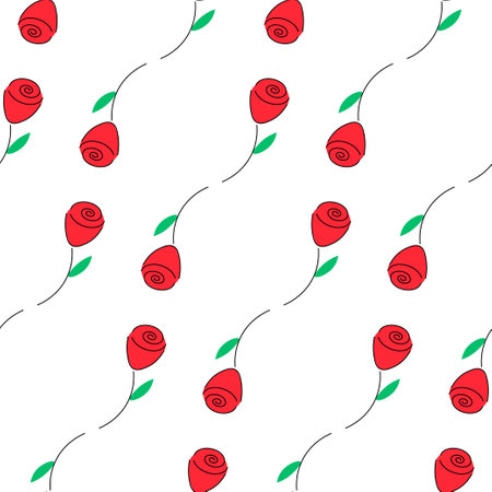 Seamless pattern,flowers roses Vector illustration on white isolated background simpleのイラスト素材