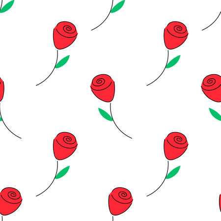 Seamless pattern,flowers roses Vector illustration on white isolated background simpleのイラスト素材