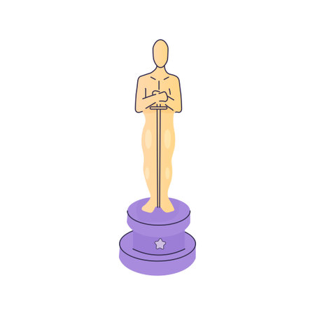 oscar, cute oscar for movie, awarding at the festival vector illustration, on white backgroundのイラスト素材