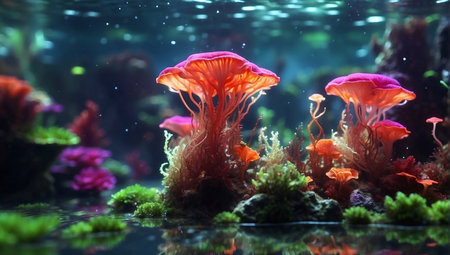 beautiful coral reef underwater, anemones, seaweed, underseaの素材