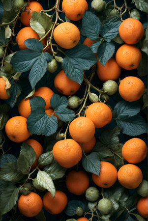 orange vine, beautiful backgrounds, oranges, tangerines, citrus fruitsの素材