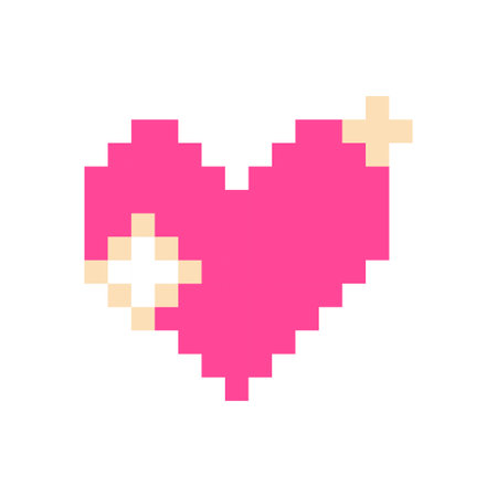 Pixel heart pink 8 bit for poster, print, design, elements vector illustrationのイラスト素材