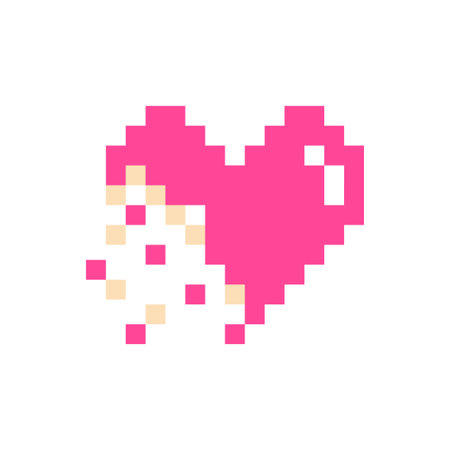 Pixel heart pink 8 bit for poster, print, design, elements vector illustrationのイラスト素材